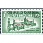 Emissioni C.L.N - Ponte Chiasso - 1945 - Monumenti distrutti 1,25 £ verde soprast., n° 14. Cert.: Biondi. Cat. € 11.000 (*)
