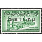 Emissioni C.L.N - Ravenna - 1945 - Monumenti distrutti 1,25 £ verde con soprast. capovolta, CEI n° 9a. Cert.: IC. Cat. € 9.000 (