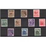 Emissioni C.L.N - Savona - 1945 - Monumenti distrutti soprast., serie n° 1/11. Cert.: Biondi. Cat. € 1.150 (**)