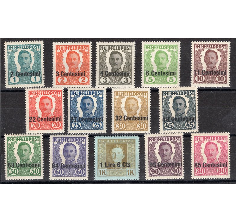 Occup. Straniere dei Territori Italiani - Occup. Austriaca - Friuli e Veneto - 1918 - Soprast. non emessi, serie n° 20/33. Cat. 