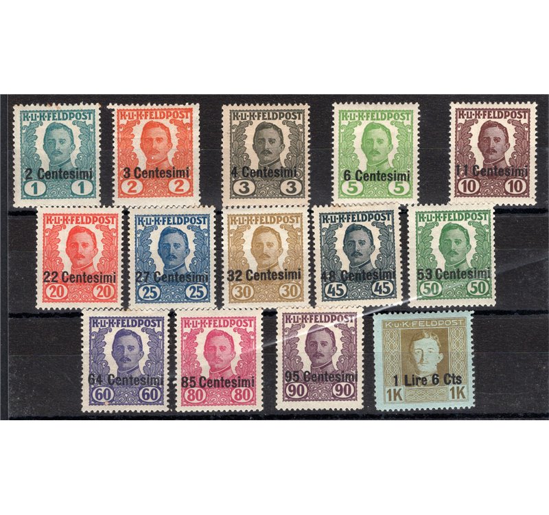 Occup. Straniere dei Territori Italiani - Occup. Austriaca - Friuli e Veneto - 1918 - Soprast. non emessi, serie n° 20/33. Cat. 
