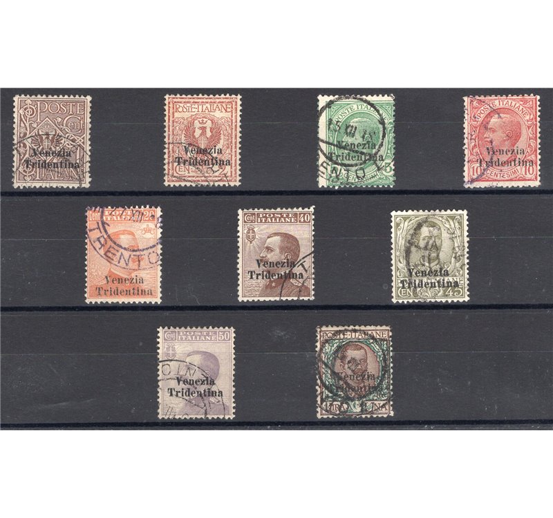 Terre Redente - Trentino Alto Adige - 1918 - Soprast. serie n° 19/27. Cert.: Biondi. Cat. € 1.500 (U)
