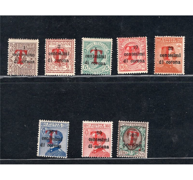 Terre Redente - Trentino Alto Adige - Bolzano 1 - 1918/19 - Trento e Trieste soprast. con "T" in rosso, serie n° BZ1 20/27. Cert