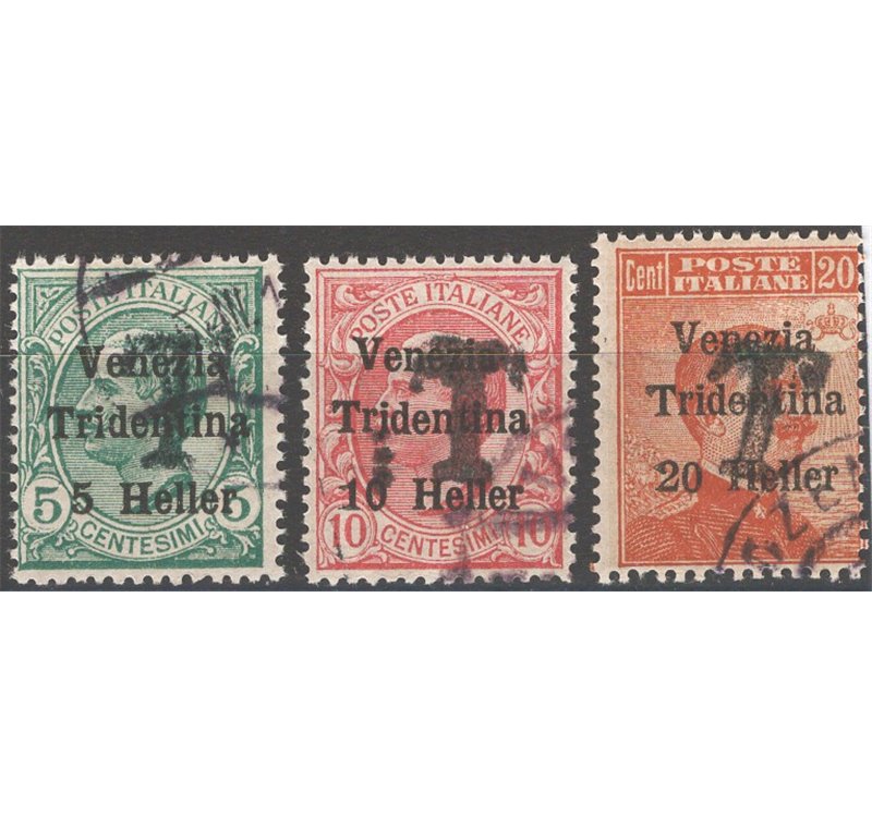 Terre Redente - Trentino Alto Adige - Bolzano 1 - 1918/19 - Francobolli di Venezia Tridentina con soprast. di una “T” nera, seri