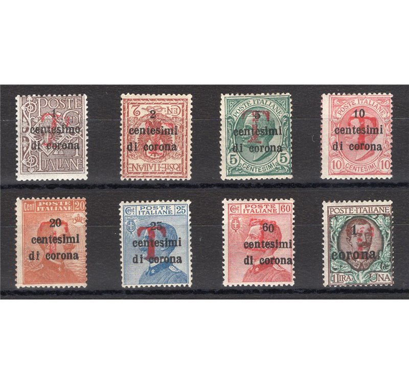 Terre Redente - Trentino Alto Adige - Bolzano 1 - 1918/19 - Trento e Trieste soprast. con "T" in rosso, serie n° BZ1 20/27. Cert
