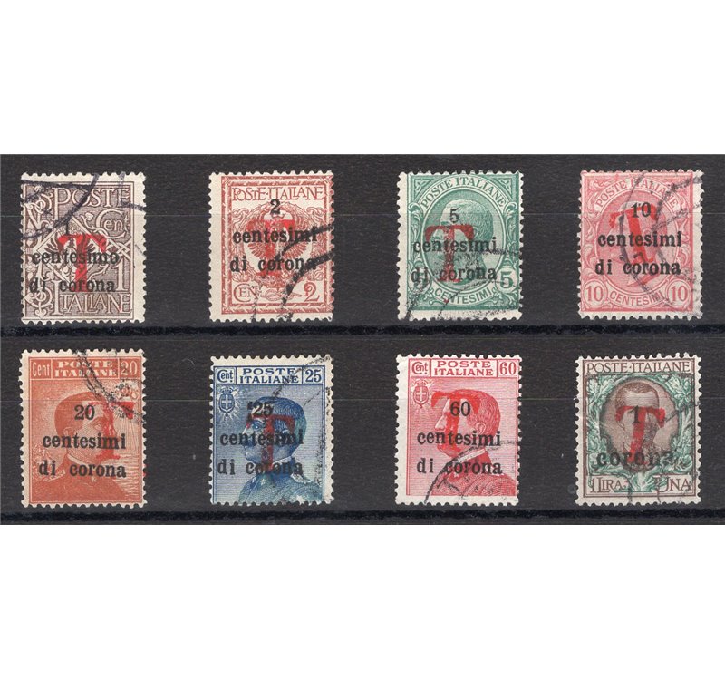 Terre Redente - Trentino Alto Adige - Bolzano 1 - 1918/19 - Trento e Trieste soprast. con "T" in rosso, serie n° BZ1 20/27. Cert