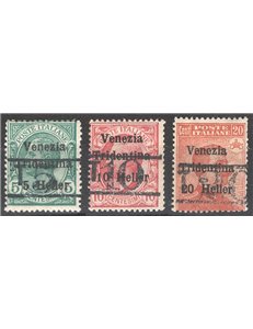 Terre Redente - Trentino Alto Adige - Bolzano 3 - 1918/19 - Venezia Tridentina con soprast. "T", serie n° BZ3 11/13. Cert.: Bion