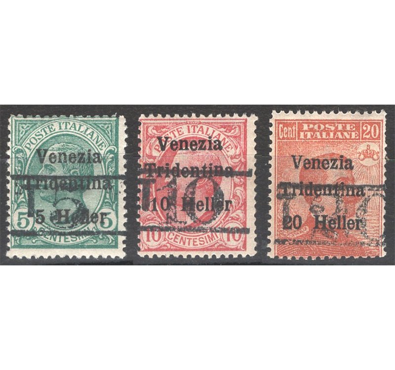 Terre Redente - Trentino Alto Adige - Bolzano 3 - 1918/19 - Venezia Tridentina con soprast. "T", serie n° BZ3 11/13. Cert.: Bion