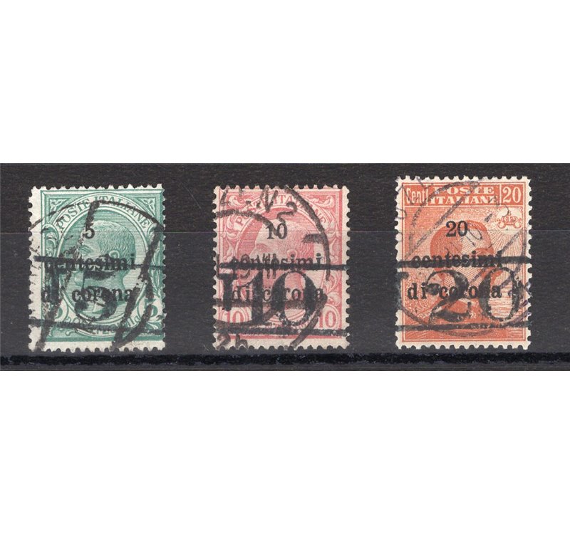 Terre Redente - Trentino Alto Adige - Bolzano 3 - 1918/19 - Francobolli di Trento e Trieste con soprast. "T", serie n° BZ3 14/16