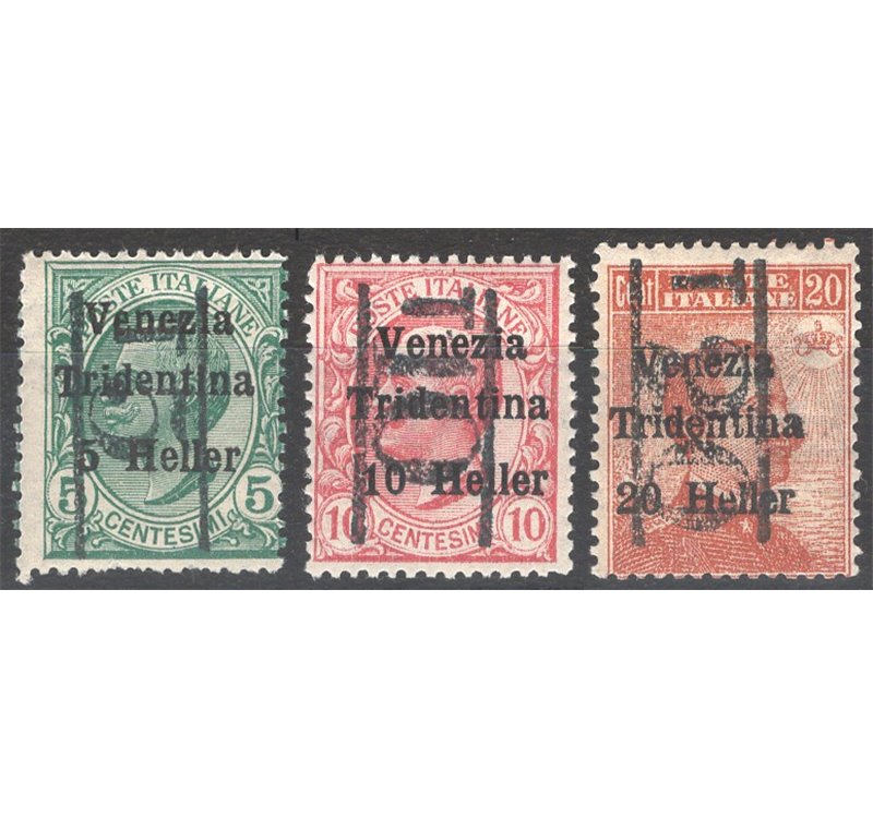 Terre Redente - Trentino Alto Adige - Bolzano 3 - 1918/19 - Venezia Tridentina con soprast. "T5",  "T10" e "T20" nuovo val. di s