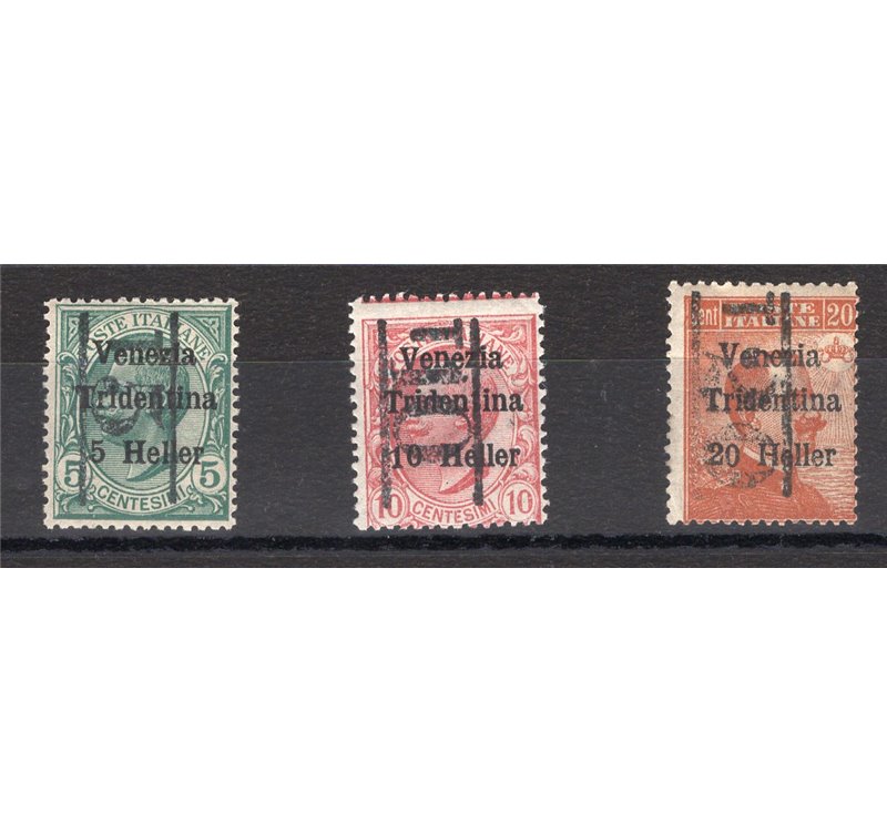 Terre Redente - Trentino Alto Adige - Bolzano 3 - 1918/19 - Venezia Tridentina con soprast. "T5",  "T10" e "T20" nuovo val. di s