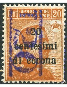 Terre Redente - Trentino Alto Adige - Bolzano 3 - 1918/19 - Venezia Tridentina 20 c. con soprast. "T20" in violetto nuovo val. d