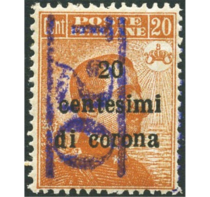 Terre Redente - Trentino Alto Adige - Bolzano 3 - 1918/19 - Venezia Tridentina 20 c. con soprast. "T20" in violetto nuovo val. d
