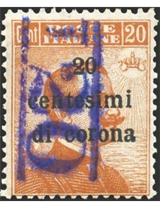 Terre Redente - Trentino Alto Adige - Bolzano 3 - 1918/19 - Venezia Tridentina 20 c. con soprast. "T20" in violetto nuovo val. d