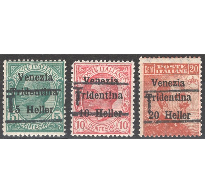 Terre Redente - Trentino Alto Adige - Bolzano 3 - 1918/19 - Venezia Tridentina con soprast. "T", serie n° BZ3 20/22. Cert.: Bion