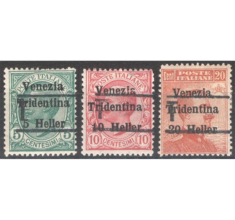 Terre Redente - Trentino Alto Adige - Bolzano 3 - 1918/19 - Venezia Tridentina con soprast. "T", serie n° BZ3 20/22. Cert.: Bion