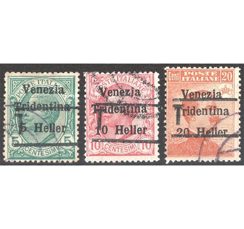 Terre Redente - Trentino Alto Adige - Bolzano 3 - 1918/19 - Venezia Tridentina con soprast. "T", serie n° BZ3 20/22. Cert.: Bion