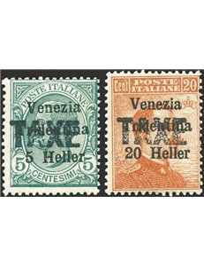 Terre Redente - Trentino Alto Adige - Bolzano 3 - 1918/19 - Venezia Tridentina 5 h. e 20 h. con soprast. "TAXE", serie n° BZ3 31