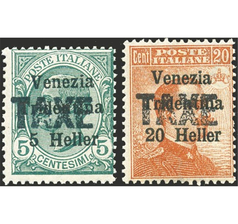 Terre Redente - Trentino Alto Adige - Bolzano 3 - 1918/19 - Venezia Tridentina 5 h. e 20 h. con soprast. "TAXE", serie n° BZ3 31