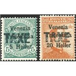 Terre Redente - Trentino Alto Adige - Bolzano 3 - 1918/19 - Venezia Tridentina 5 h. e 20 h. con soprast. "TAXE", serie n° BZ3 31