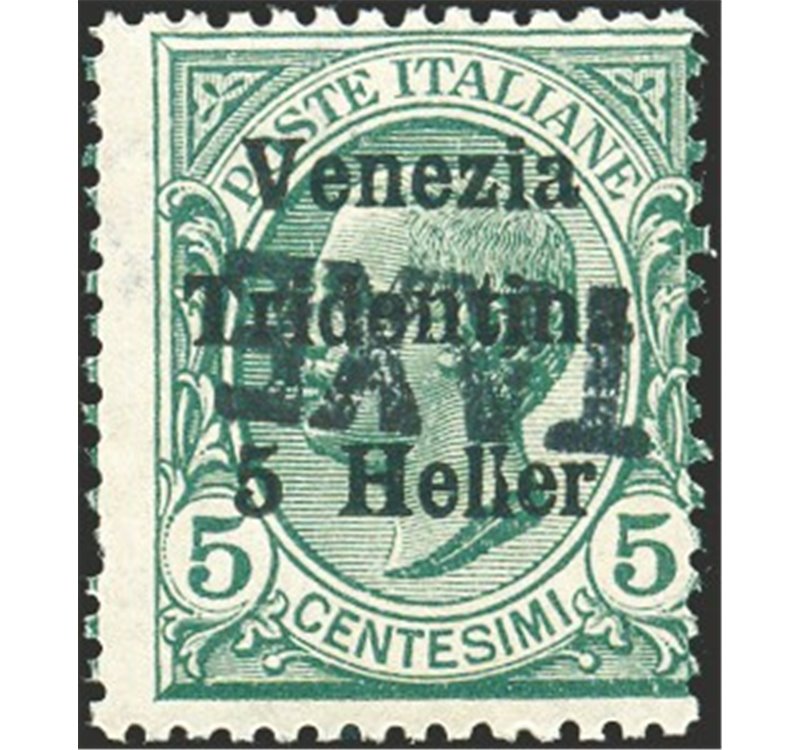 Terre Redente - Trentino Alto Adige - Bolzano 3 - 1918/19 - Venezia Tridentina 5 h. verde  con soprast. "TAXE" capovolta, n° BZ3