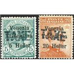 Terre Redente - Trentino Alto Adige - Bolzano 3 - 1918/19 - Venezia Tridentina 5 h. e 20 h. con soprast. "TAXE" orizzontale, ser