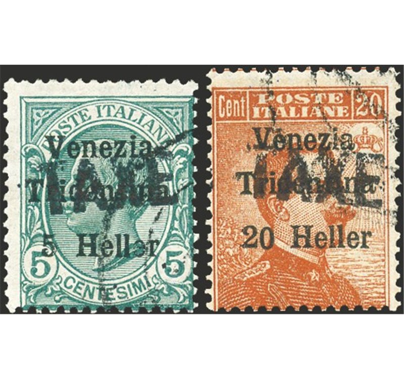 Terre Redente - Trentino Alto Adige - Bolzano 3 - 1918/19 - Venezia Tridentina 5 h. e 20 h. con soprast. "TAXE", serie n° BZ3 31