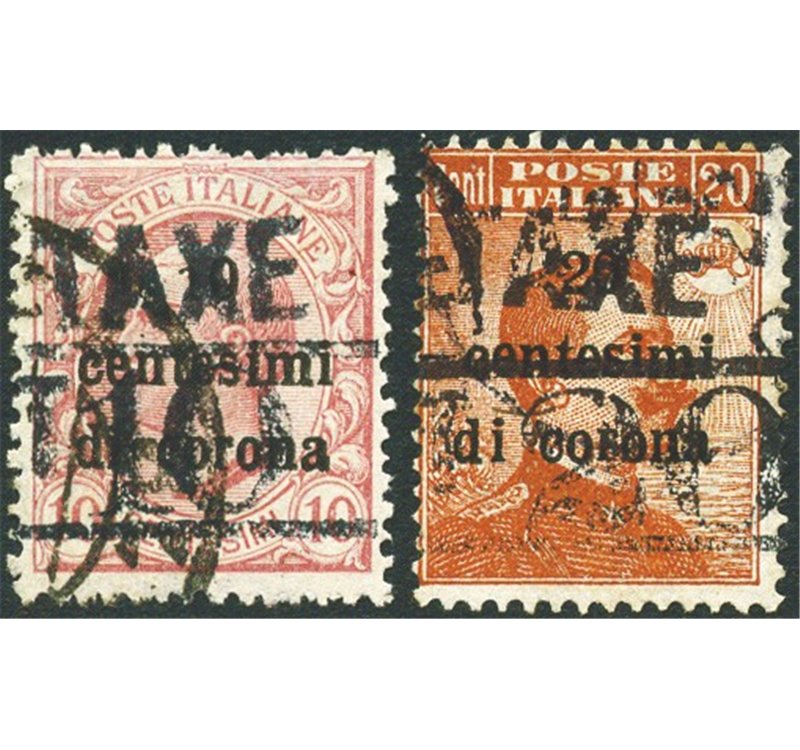 Terre Redente - Trentino Alto Adige - Bolzano 3 - 1918/19 - Francobolli di Trento e Trieste 10 c. e 20 c. con soprast. "TAXE" e 