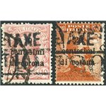 Terre Redente - Trentino Alto Adige - Bolzano 3 - 1918/19 - Francobolli di Trento e Trieste 10 c. e 20 c. con soprast. "TAXE" e 