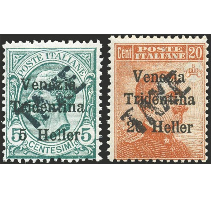 Terre Redente - Trentino Alto Adige - Bolzano 3 - 1918/19 - Venezia Tridentina con soprast. "TAXE", serie n° BZ3 45/46. Cert.: B