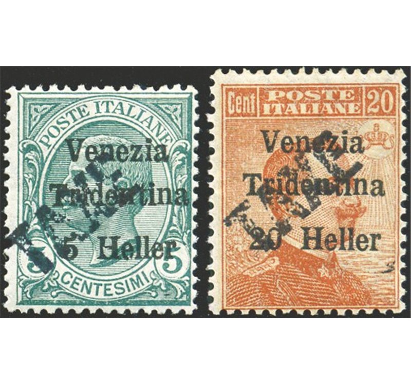 Terre Redente - Trentino Alto Adige - Bolzano 3 - 1918/19 - Venezia Tridentina con soprast. "TAXE", serie n° BZ3 45/46. Cert.: B