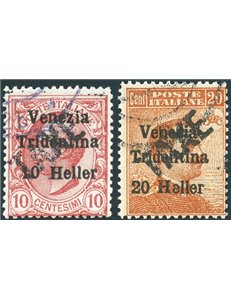 Terre Redente - Trentino Alto Adige - Bolzano 3 - 1918/19 - Venezia Tridentina con soprast. "TAXE", serie n° BZ3 45/45A-46 (3 va