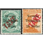 Terre Redente - Trentino Alto Adige - Bolzano 3 - 1918/19 - Venezia Tridentina 5 h. su 5 c. e 20 h. su 20 c. con soprast. "TAXE"