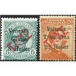 Terre Redente - Trentino Alto Adige - Bolzano 3 - 1918/19 - Venezia Tridentina 5 h. su 5 c. e 20 h. su 20 c. con soprast. "TAXE"