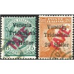 Terre Redente - Trentino Alto Adige - Bolzano 3 - 1918/19 - Venezia Tridentina 5 h. su 5 c. e 20 h. su 20 c. con soprast. "TAXE"