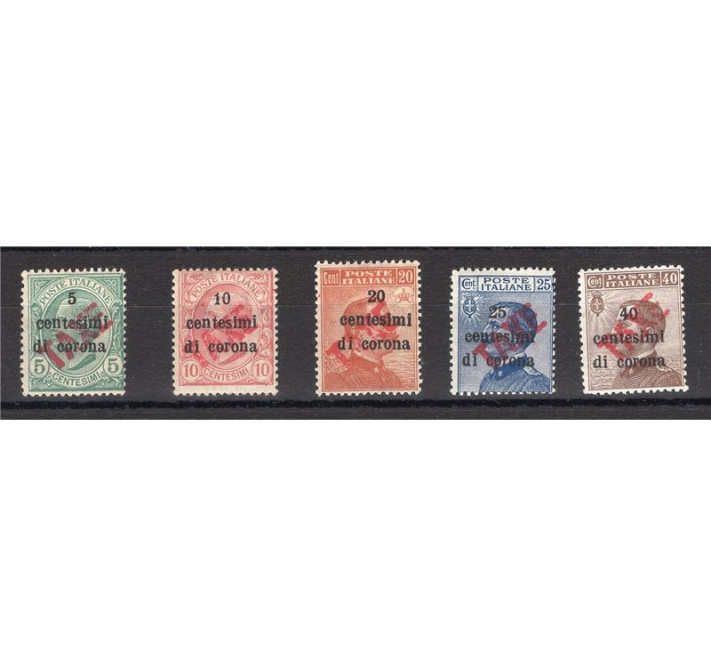 Terre Redente - Trentino Alto Adige - Bolzano 3 - 1918/19 - Francobolli di Trento e Trieste con soprast. "TAXE" in rosso, serie 