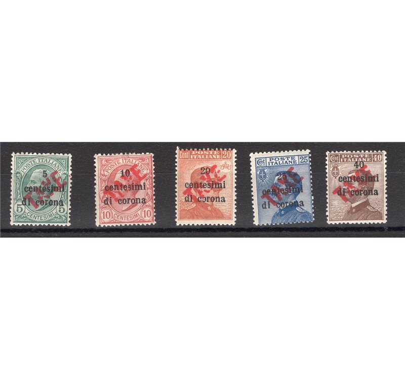 Terre Redente - Trentino Alto Adige - Bolzano 3 - 1918/19 - Francobolli di Trento e Trieste con soprast. "TAXE" in rosso, serie 