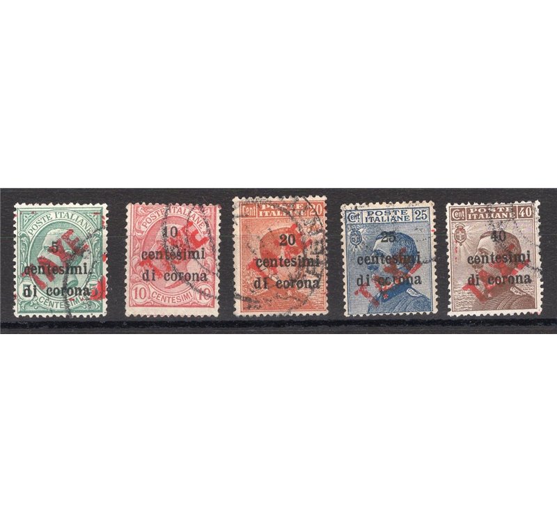 Terre Redente - Trentino Alto Adige - Bolzano 3 - 1918/19 - Francobolli di Trento e Trieste con soprast. "TAXE" in rosso, serie 