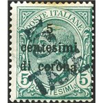 Terre Redente - Trentino Alto Adige - Bolzano 3 - 1918/19 - Francobolli di Trento e Trieste 5 c. verde con soprast. "5 TAXE" in 