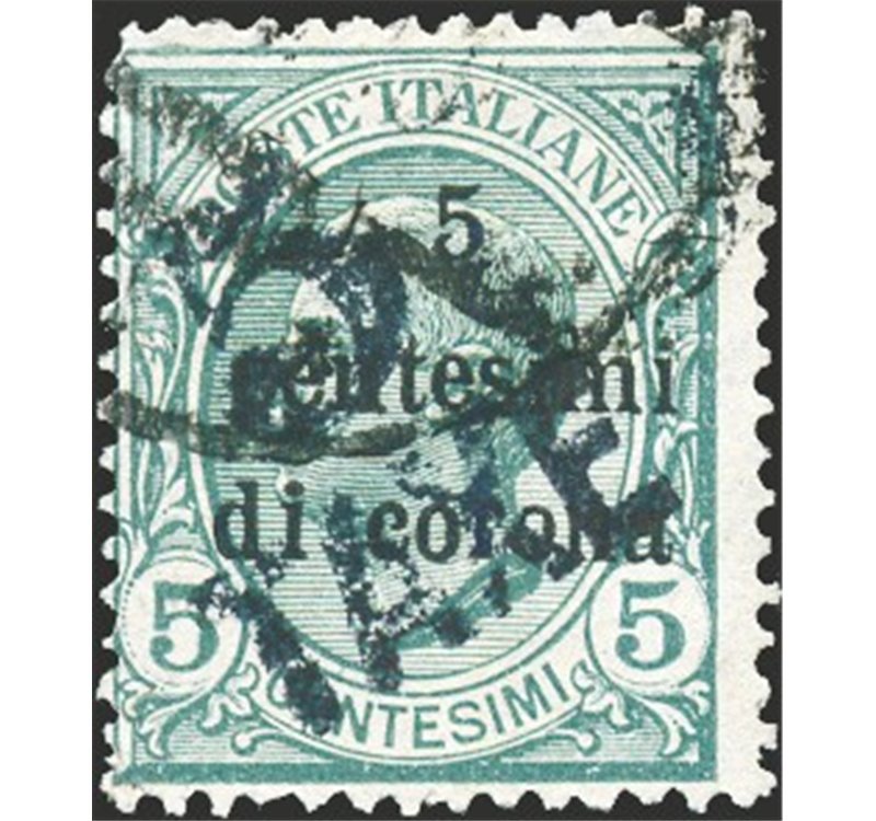 Terre Redente - Trentino Alto Adige - Bolzano 3 - 1918/19 - Francobolli di Trento e Trieste 5 c. verde con soprast. "5 TAXE" in 