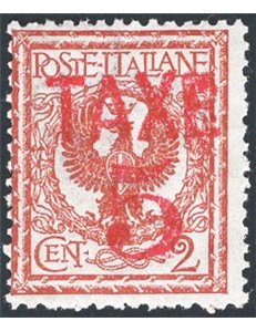 Terre Redente - Trentino Alto Adige - Bolzano 3 - 1918/19 - Floreale 2 c. con soprast. “TAXE 5” in rosso, n° BZ3 76. Cert.: IC. 