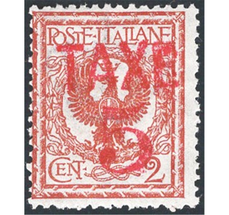 Terre Redente - Trentino Alto Adige - Bolzano 3 - 1918/19 - Floreale 2 c. con soprast. “TAXE 5” in rosso, n° BZ3 76. Cert.: IC. 