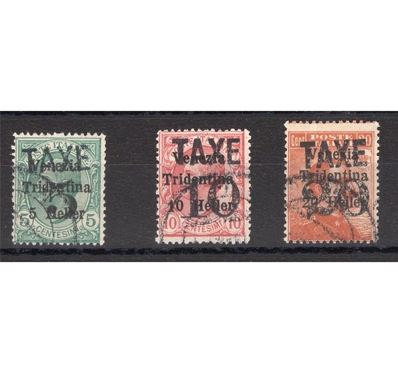 Terre Redente - Trentino Alto Adige - Bolzano 3 - 1918/19 - Venezia Tridentina con soprast. "TAXE" in nero, serie n° BZ3 77/79. 