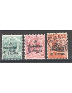 Terre Redente - Trentino Alto Adige - Bolzano 3 - 1918/19 - Trento e Trieste con soprast. azzurro nerastra, serie n° BZ3 91/93. 