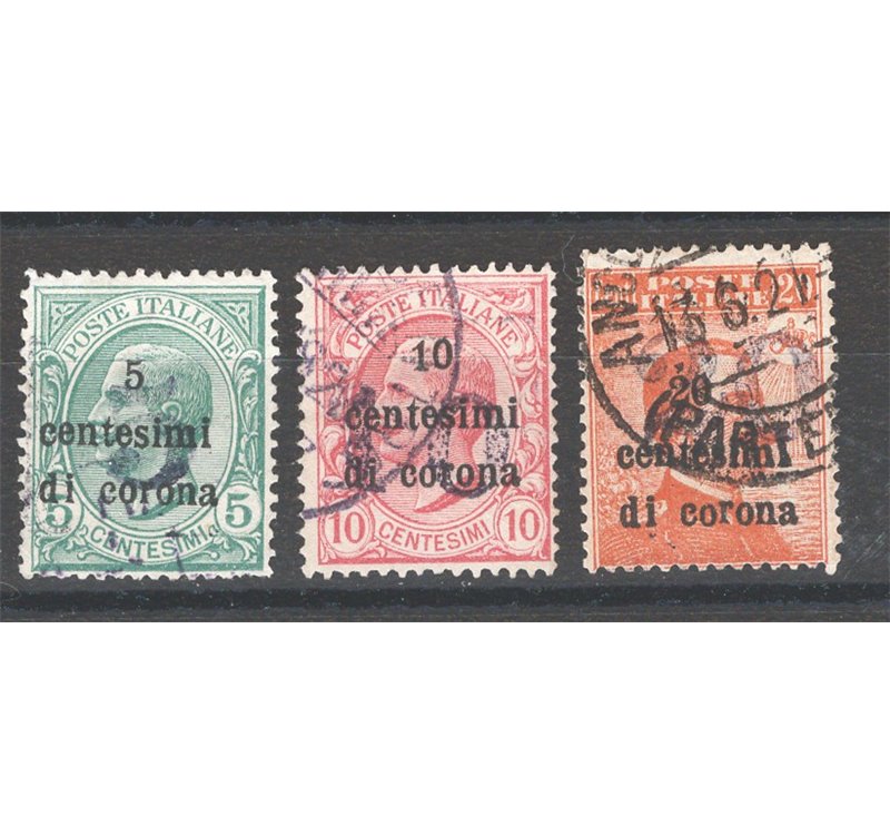 Terre Redente - Trentino Alto Adige - Bolzano 3 - 1918/19 - Trento e Trieste con soprast. azzurro nerastra, serie n° BZ3 91/93. 