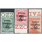 Terre Redente - Trentino Alto Adige - Bolzano 3 - 1918/19 - Venezia Tridentina con soprast. nero di una “Z”, serie n° BZ3 95/97.