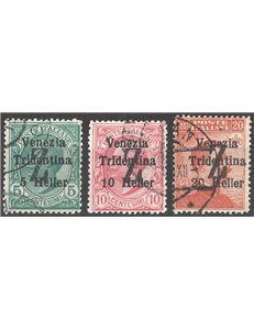 Terre Redente - Trentino Alto Adige - Bolzano 3 - 1918/19 - Venezia Tridentina con soprast. nero di una "Z", serie n° BZ3 95/97.