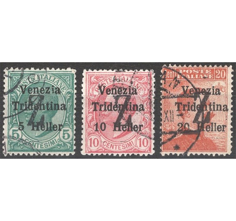 Terre Redente - Trentino Alto Adige - Bolzano 3 - 1918/19 - Venezia Tridentina con soprast. nero di una "Z", serie n° BZ3 95/97.