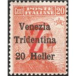 Terre Redente - Trentino Alto Adige - Bolzano 3 - 1918/19 - Venezia Tridentina 20 h. arancio con soprast. rossa di una "Z", n° B