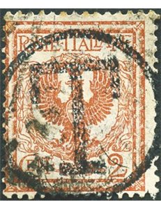 Terre Redente - Trentino Alto Adige - Bolzano 3 - 1918/19 - Floreale 2 c. rosso bruno con soprast. in nero di una "T" in un cerc